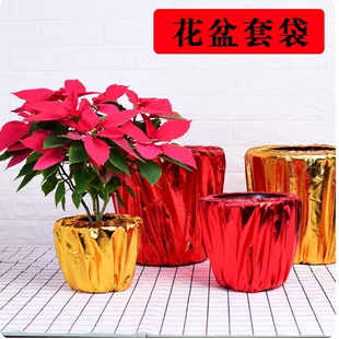 金色花盆套袋开业庆典花盆套金桔专用花盆包装布新年花盆套绿植套