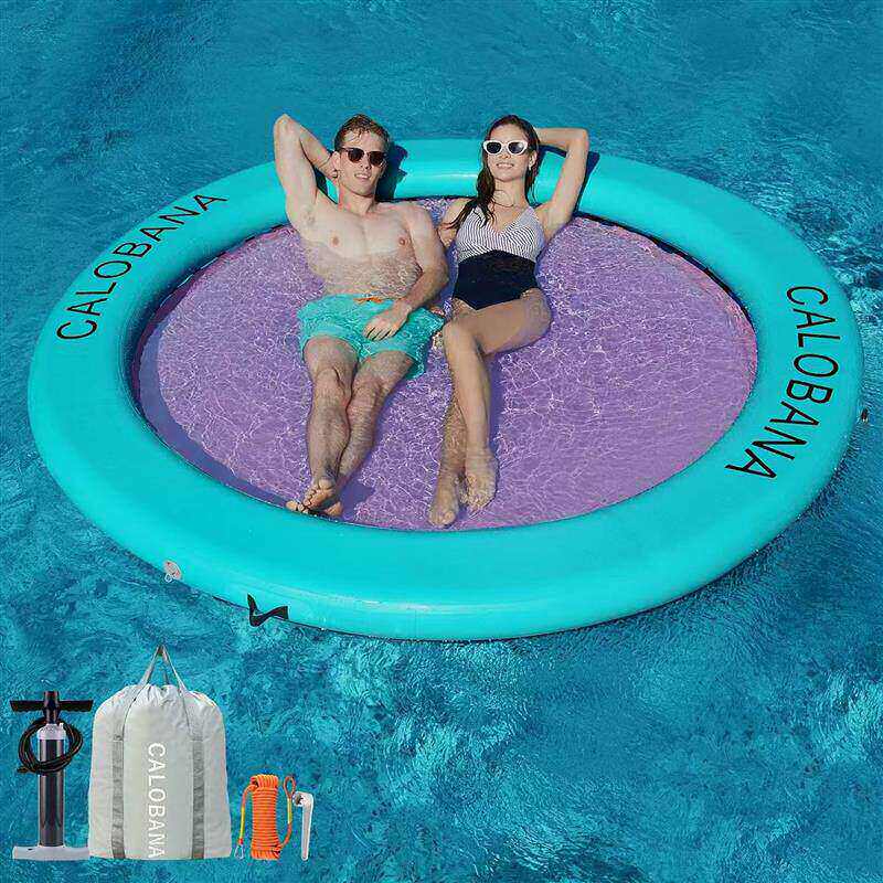 夏季充气式水上浮台圆形游泳池海上防溺水漂浮浮床戏水娱乐浮板
