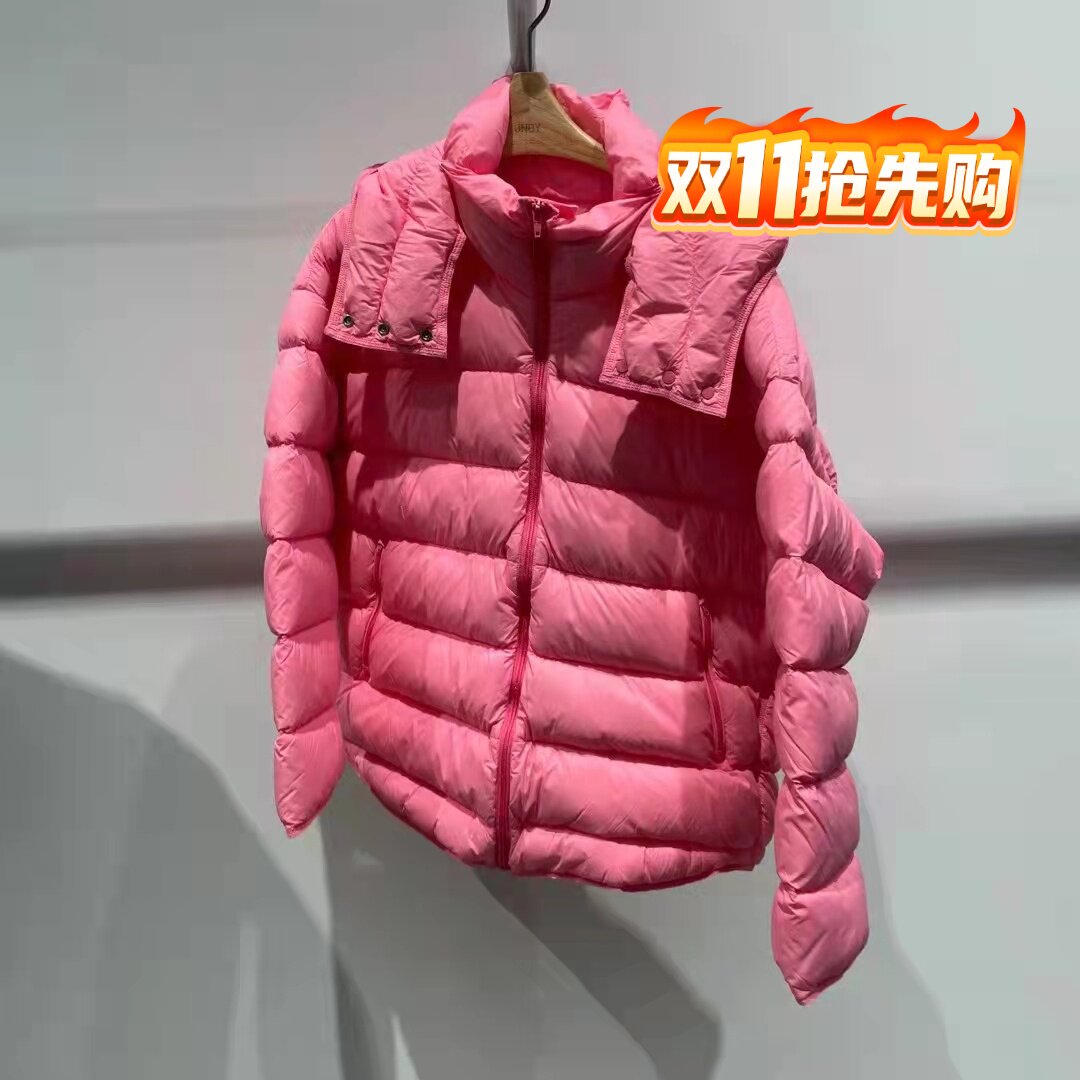 江南布衣商场同款2021冬中长款长袖宽松连帽外套女5LAC211