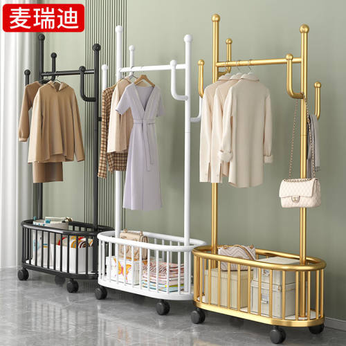 麦瑞迪衣架落地衣帽架卧室多功能挂衣服架置物架结实入户立式简易