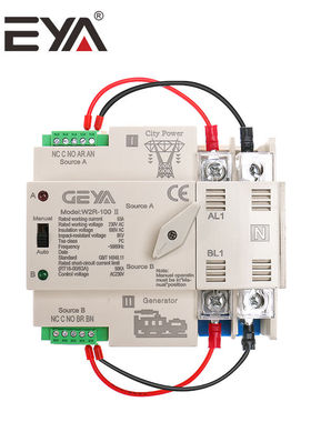 GEYA格亚PC级W2R双电源自动转换开关2P63A100A切换器适配器220V2P