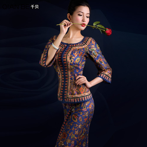 新加坡航空七分袖套装裙民族风