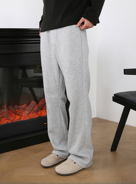 WESSK春秋褶皱鲨鱼水洗卫裤立体剪裁灰男女百搭宽松阔腿休闲