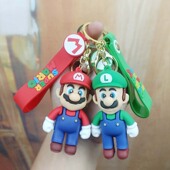 跨境超级玛丽马里奥钥匙扣小礼品汽车钥匙链公仔软胶马里奥挂件