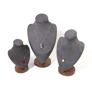 胡桃木项链展示架吊坠项链架首饰架人像脖子模特架珠宝柜台摆件