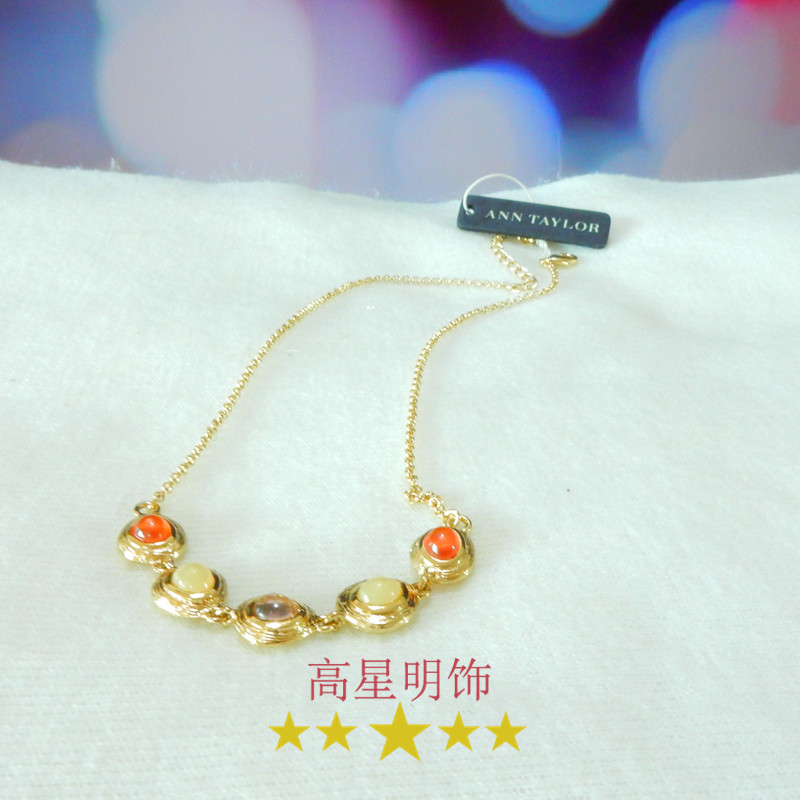 安泰勒ann 浅金天然石金属组合精美大气优雅唯美百搭时尚冷淡女项