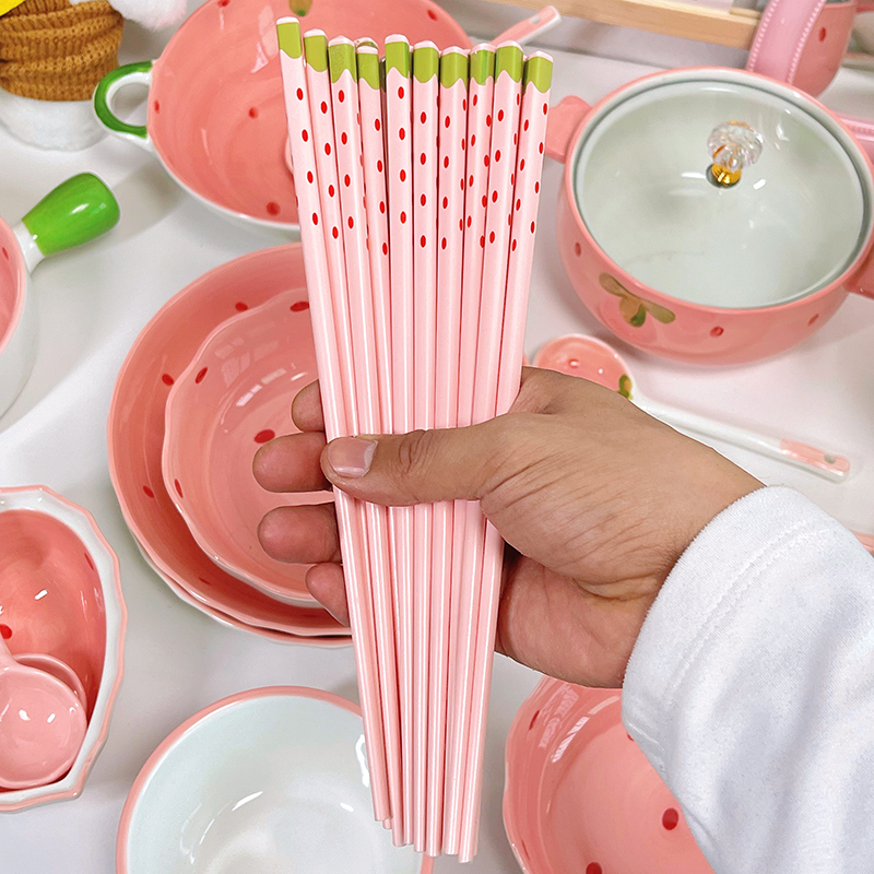 草莓筷子ins风少女心可爱卡通筷子学生宿舍筷子儿童家用陶瓷筷子