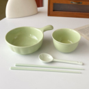 水果沙拉蔬菜碗 手柄碗4件套 一人食陶瓷米饭碗勺筷子餐具套装