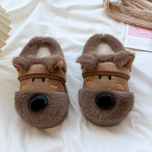 儿童棉拖鞋男大童秋冬季原创3D小狗西高地卡通可爱加绒棉拖女生