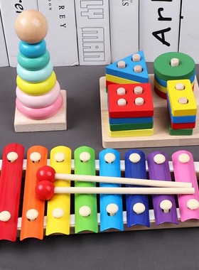 婴幼儿童八音手敲琴小木琴8个月音乐器1-2-3周岁宝宝益智早教玩具