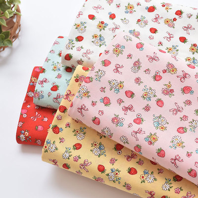 日本进口quiltgate纯棉印花布草莓碎花布料童装娃衣DIY手工面料