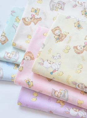 日本进口Quiltgate卡通布料可爱娃娃全棉印花布DIY手工童装面料