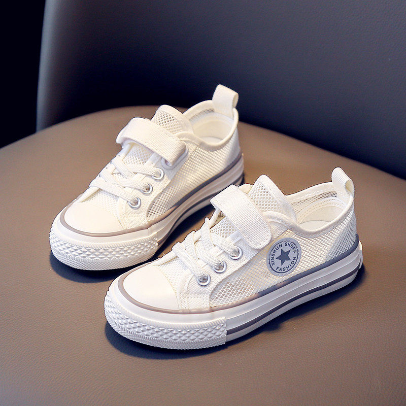 netx inss男女童网面小白鞋2025夏季新款中大童透气网鞋休闲板鞋