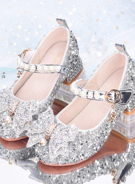 英国netx Kiss儿童水晶鞋2025夏季新款女大童走秀演出百搭公主鞋