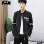 Áo len dệt kim nam Áo len mùa thu Mới Hàn Quốc Cao đẳng Sinh viên Đẹp trai Tay áo dài Zipper Áo khoác nam - Cardigan áo len nam cổ lọ