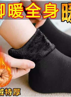 10双装男女通用冬季加绒加厚雪地袜防冻保暖袜子长筒地板袜抗寒