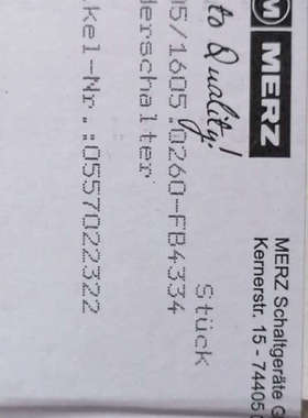 议价全新原装进口万能开关德国MERZ   F 105/1605.