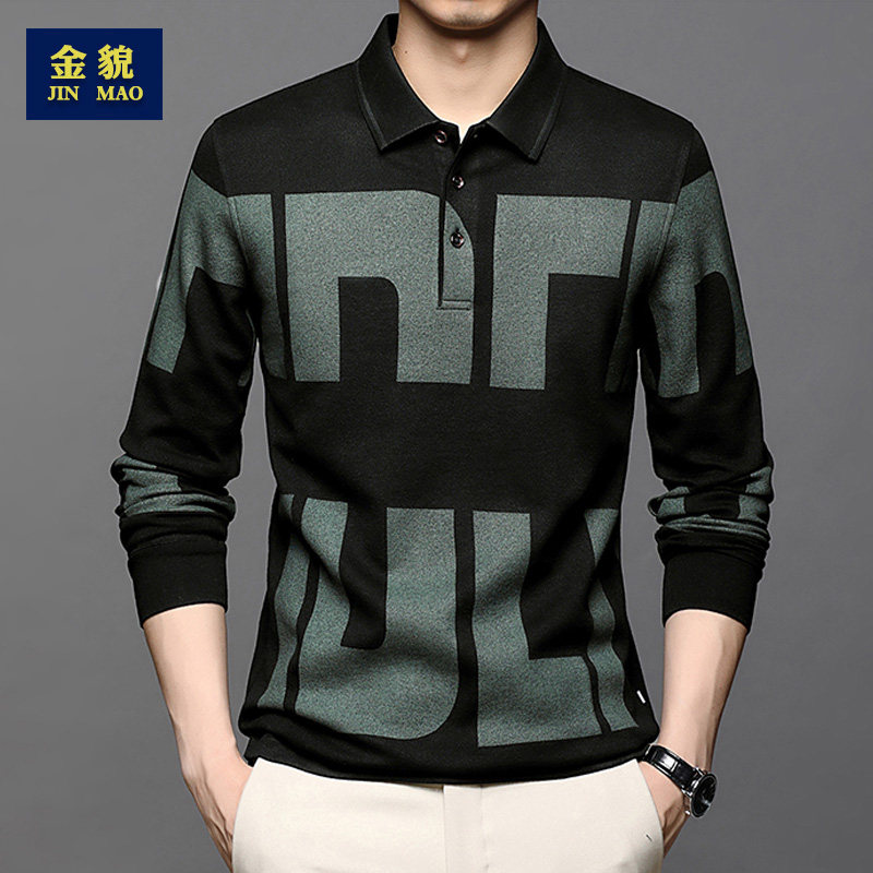 2020长袖t恤男士加绒翻领polo衫中青年休闲宽松体恤秋冬装潮上衣T