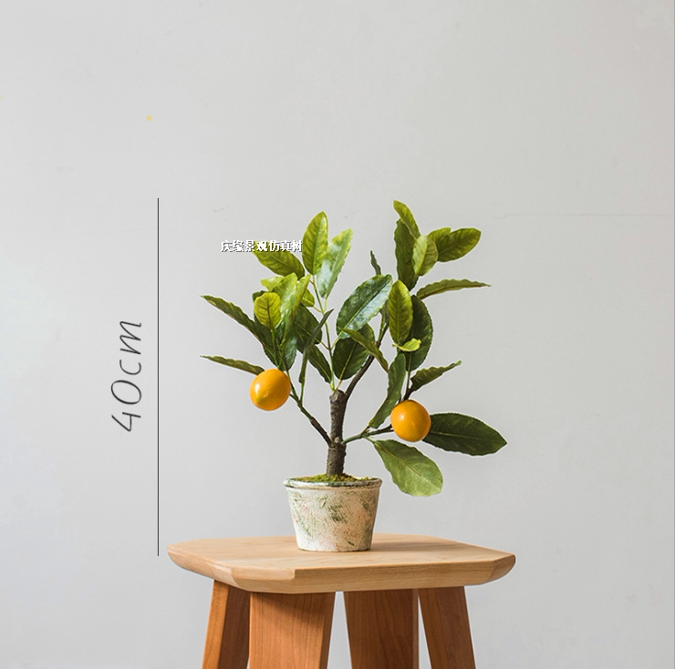 仿真柠檬树花插花柠檬室内单支假花装饰干花束摆设客厅餐桌花摆件