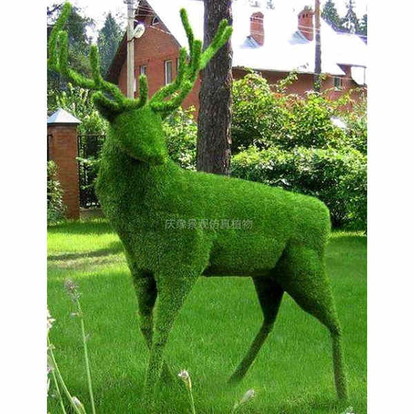 仿真绿雕鹿植物雕塑园林摆件景观雕塑大型仿真鹿绿雕动物