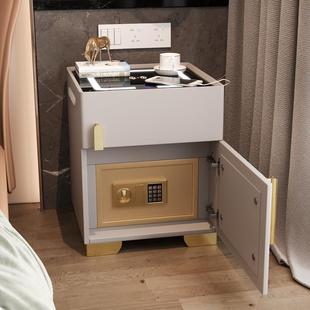 智能床头柜保险箱一体实木无线充电带灯USB小型保险柜轻 新疆 包邮