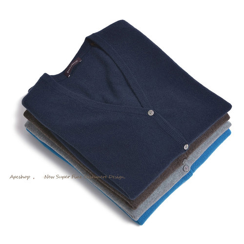 意大利基本款纯羊绒开衫V领修身