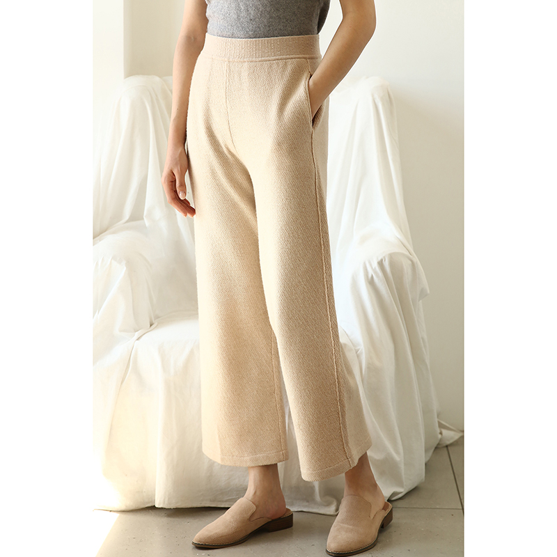 高腰apcshop简约针织直筒羊绒裤