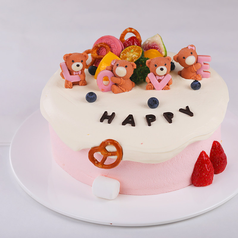 蒲缇烘焙love小熊儿童生日蛋糕巧克力创意乳脂淡奶油沈阳同城配送