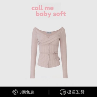 callmebabysoft蕾丝绑带纯色吊带背心叠穿褶皱针织开衫 现货