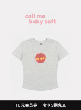 ●callmebabysoft潮牌skims上衣系列苹果印花短袖圆领修身T恤女夏