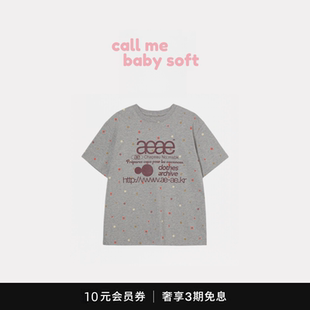●callmebabysoft韩国小众aeae短袖彩色波点字母印花T恤宽松上衣