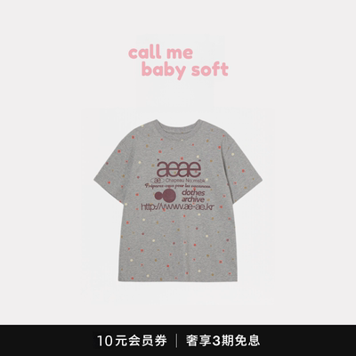 ●callmebabysoft韩国小众aeae短袖彩色波点字母印花T恤宽松上衣
