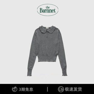 现货 复古花边领镂空针织衫 春季 韩国thebarnnet八奶法式 女 新款