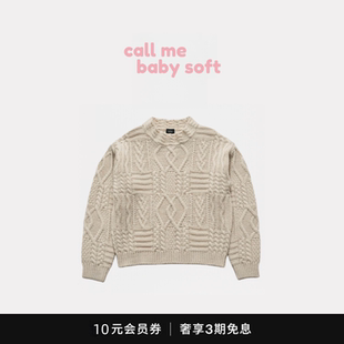 ●callmebabysoft韩系女装八奶秋冬宽松毛衣女头套式麻花针织上衣