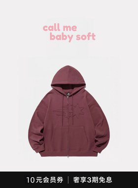 ●callmebabysoft韩国小众潮牌NGC贴布设计感拉炼连帽卫衣外套女