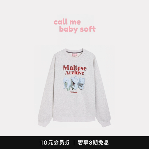 ●callmebabysoft韩国潮牌waikei三只小狗狗纯棉宽松圆领套头卫衣