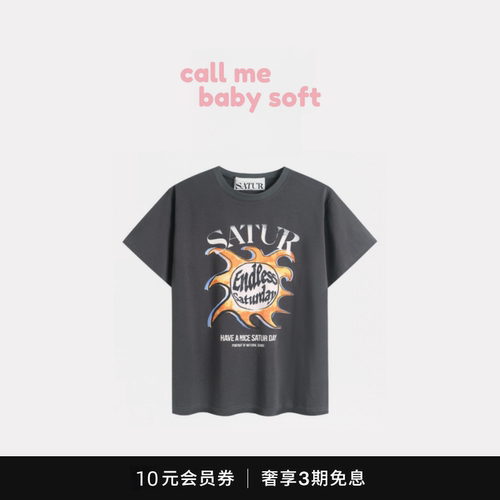 ●callmebabysoft韩国小众潮牌satur复古太阳短袖T恤半袖上衣女夏