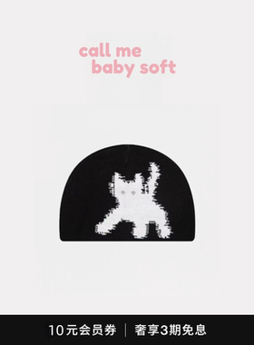 ●callmebabysoft韩国小众aeae针织帽反光小猫图案冷帽保暖毛线帽