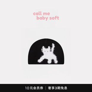 ●callmebabysoft韩国小众aeae针织帽反光小猫图案冷帽保暖毛线帽