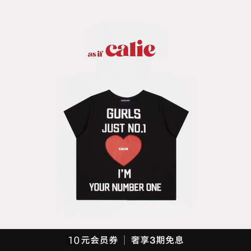 【现货】韩国asifcalie短袖李惠利同款字母印花爱心短款T恤上衣夏