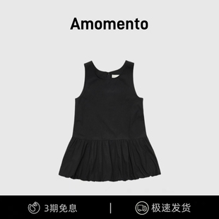 【现货】韩国amomento Jennie同款宽松褶皱无袖背心短款连衣裙