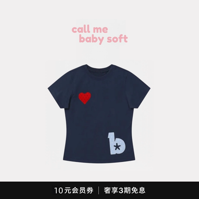 ●callmebabysoft韩国小众设计可爱波点翅膀贴布刺绣圆领短袖T恤
