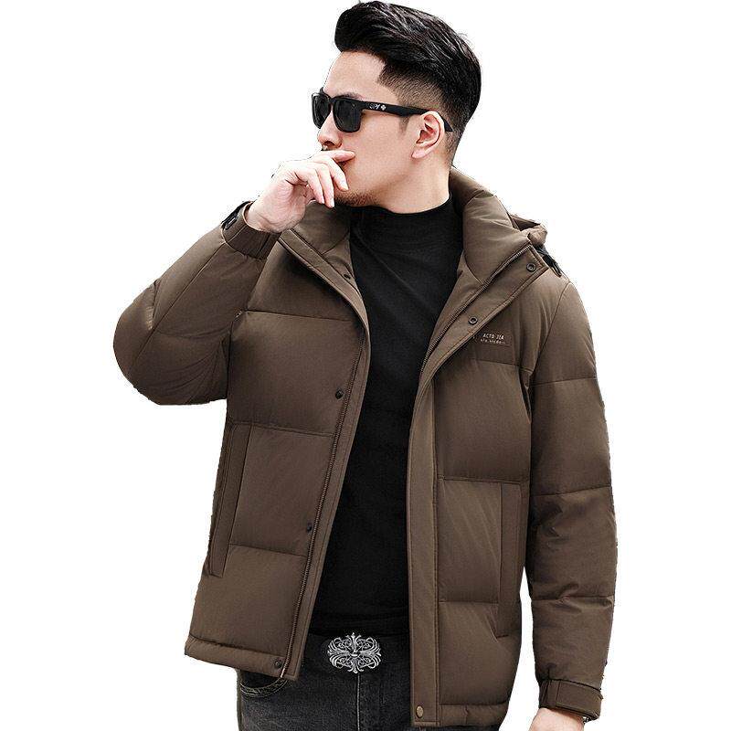 香港羽绒服防风高端男士冬季加厚2025新款休闲保暖连帽外套白鸭绒