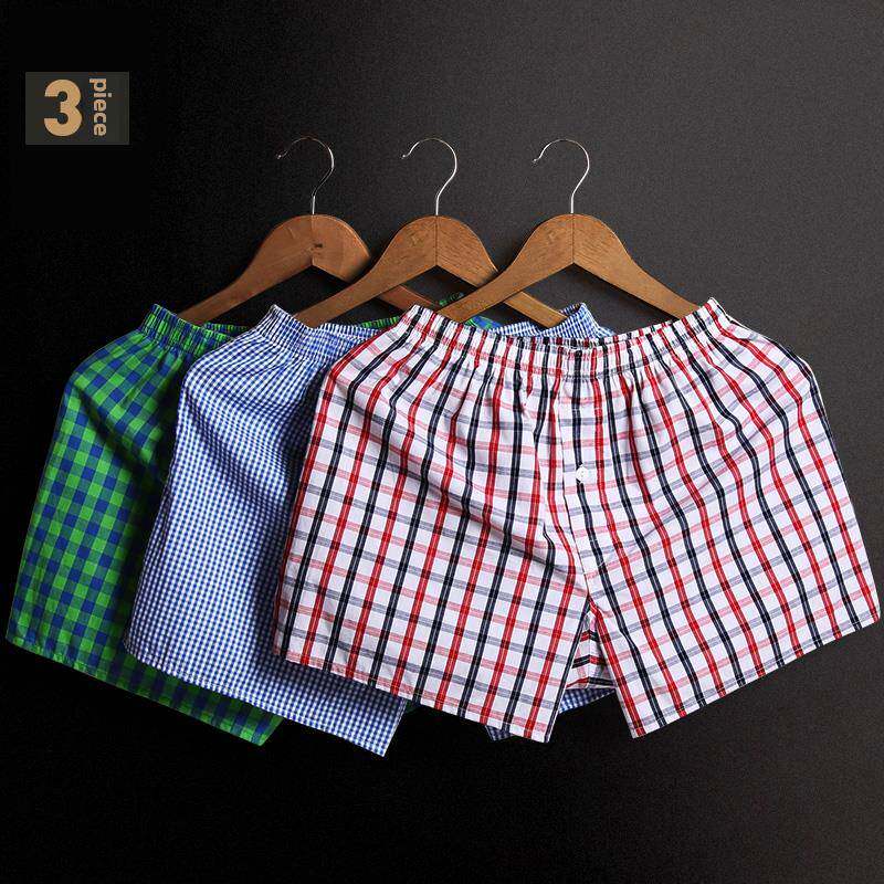 MAROLIO~出口日本！内裤男平角裤四角格子宽松全棉舒适家居阿罗裤