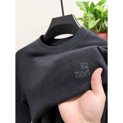 圆领德绒打底衫男士长袖t恤2025新款秋冬保暖秋厚款双面绒内搭男