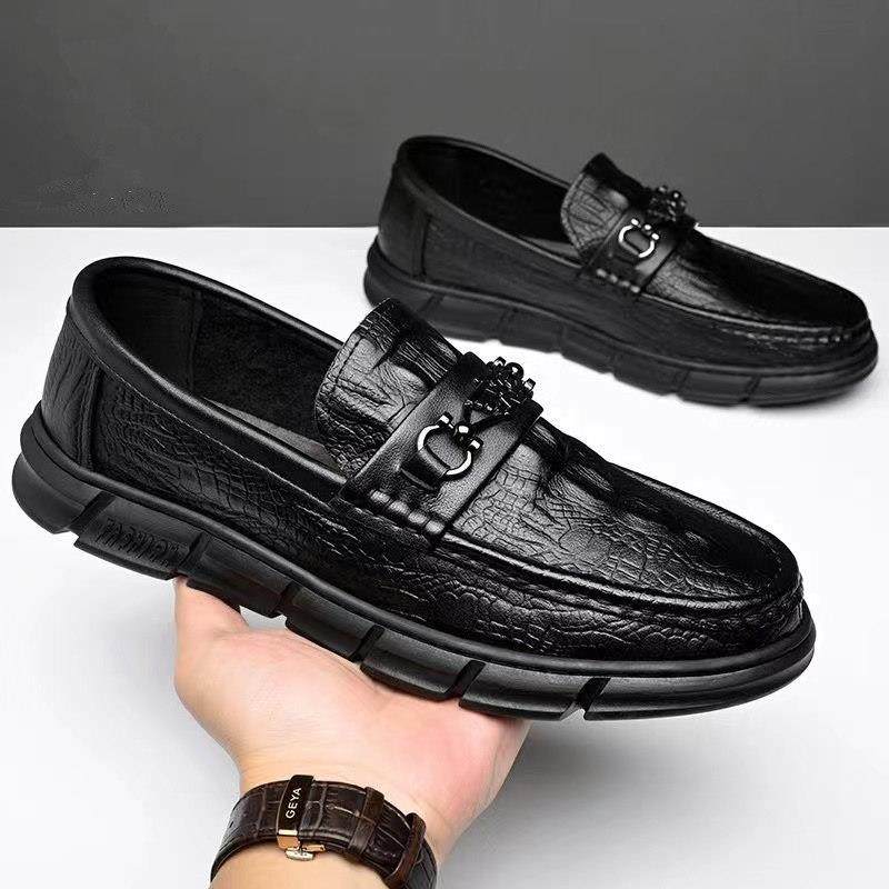 2025秋冬新款鳄鱼纹豆豆鞋厚底一脚蹬懒人真皮休闲内增高皮鞋男士,流行男鞋,乐福鞋（豆豆鞋）,淘宝优惠券,粉丝福利购,淘宝优惠卷