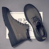 靴马丁靴男款 靴子秋冬季 墨绿色男士 香港真皮工装 帆船鞋 中帮短靴男