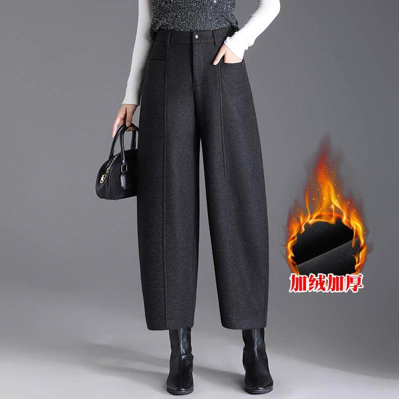 高档轻奢加绒羊毛呢阔腿裤女冬季新款宽松小个子加厚弯刀直筒裤子,女装/女士精品,休闲裤,淘宝优惠券,粉丝福利购,淘宝优惠卷