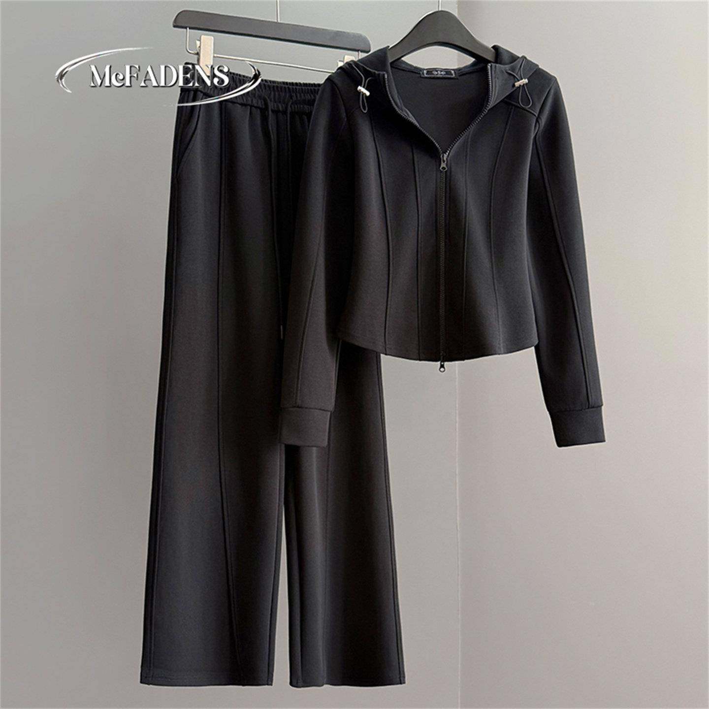 香港轻奢休闲运动套装女纯色拉链开衫卫衣抽绳阔腿长裤显瘦两件套,女装/女士精品,时尚套装,淘宝优惠券,粉丝福利购,淘宝优惠卷