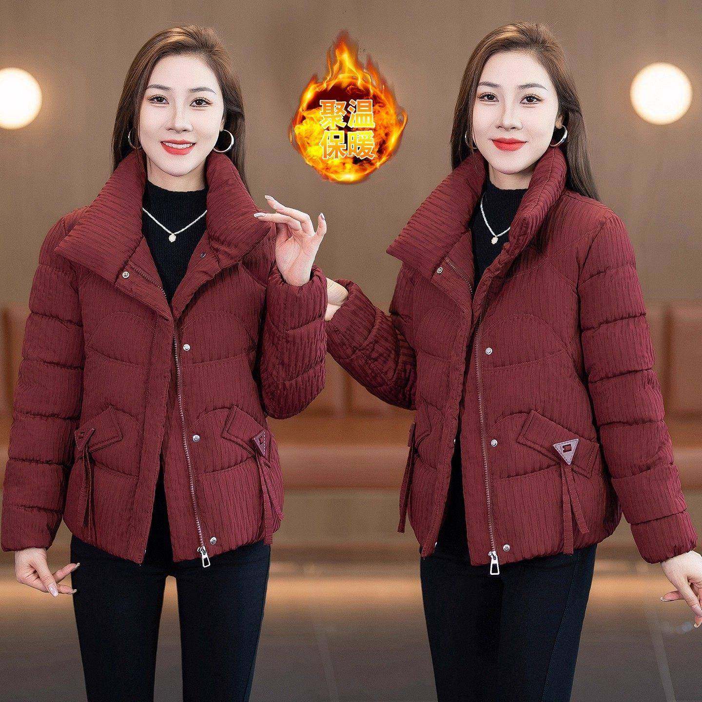 香港代购妈妈装短款羽绒棉服女士冬季新款洋气宽松保暖棉袄外套潮